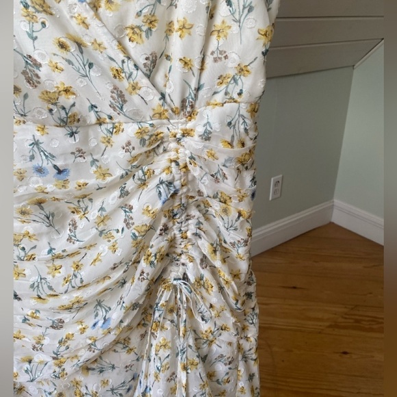 Fanco Becca Tiered Maxi Dress White | Yellow & Blue Floral | Large | High Low - Picture 6 of 16